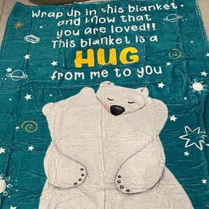Teal Blanket with Polar Bear Design new in package 50x60 size